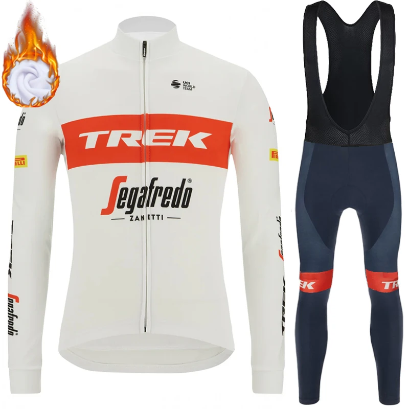 

Mountain Bike Cycling Fleece Jersey Clothes Men's Pants Gel TREK Complete 2024 Clothing Long Sleeve Thermal Mtb Man Winter Set