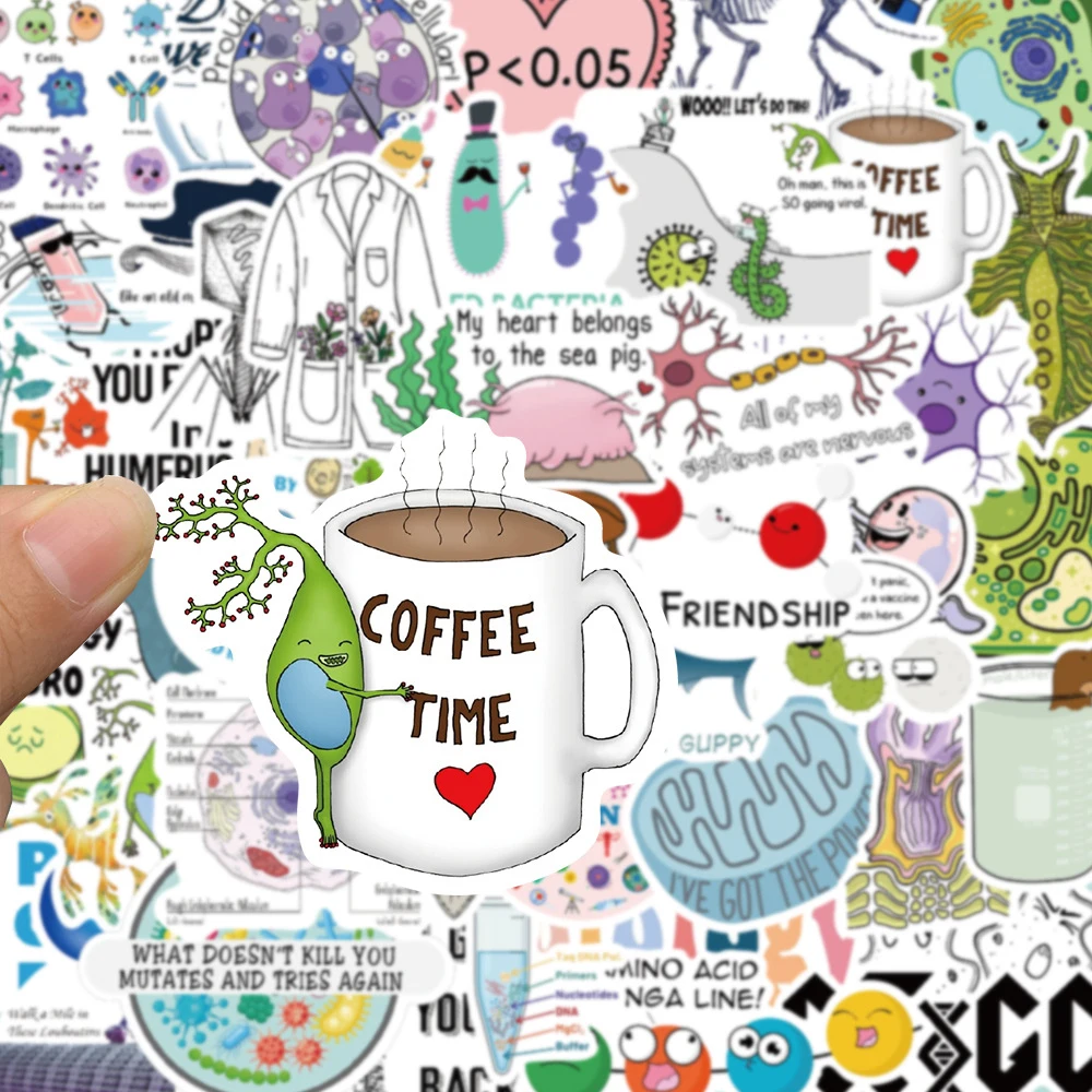10/30/50/100 pièces biologie laboratoire Graffiti autocollants jouets éducatifs décalcomanie Scrapbooking bouteille d⟪u autocollant pour
