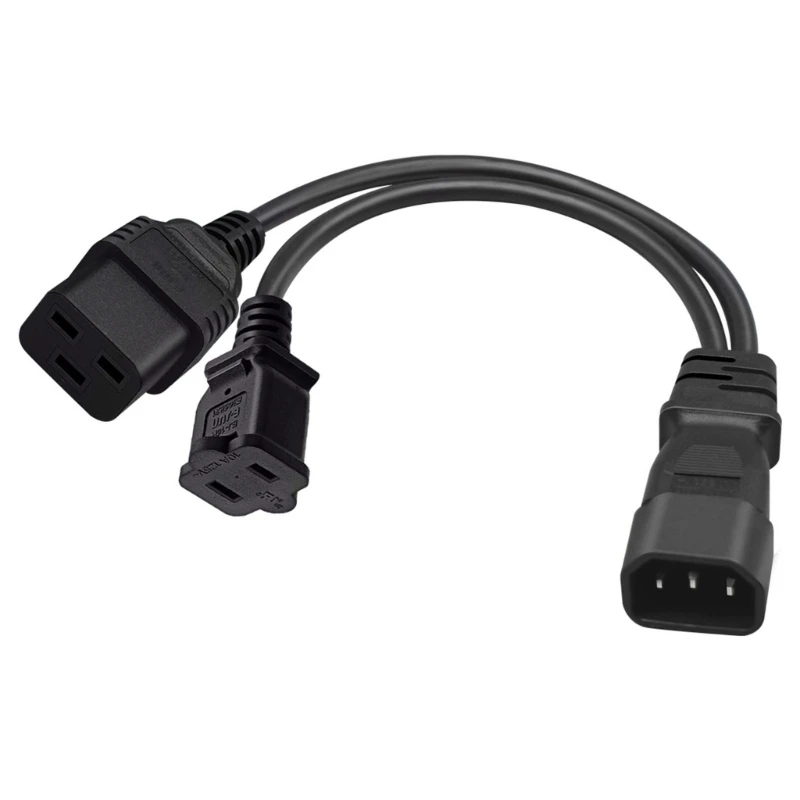 

IEC320 C14 to C19+Nema 1-15R Y-Type Splitter Cord, IEC 320 C14 Male to C19+1-15R Female Power Supply Adapter Cable