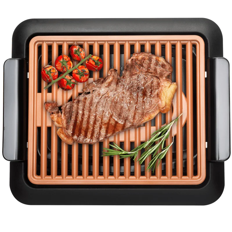 

Home Appliance Smokeless Indoor Grill Nonstick Electric Grill Dishwasher Safe Surface Temp Control Metal Utensil Safe Barb