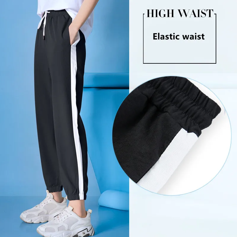 Women'S Spring And Summer 2023 New Korean Loose Fit And Versatile Sports Pants Comfortable Fashion Trend Harun 9-Point Trousers
