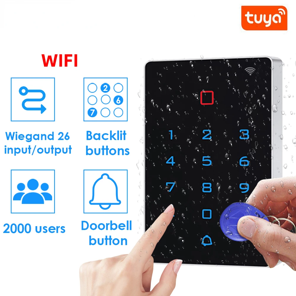 

Wi-Fi сенсорная клавиатура дверного замка Tuya с подсветкой, 125 кГц