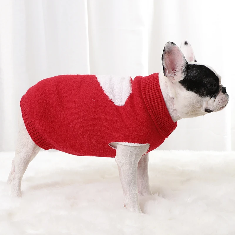 

Pet Apparels Hot Sale Pet Dog Cat Sweater Clothes Knitted Cute Heart Pattern Pet Dog Costume Sleeveless Apparel