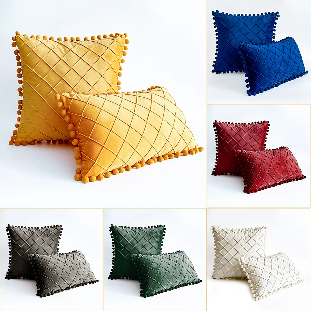 

30X50/45X45CM Velvet Decorative Pillows Cover Pure Color Silk Lattice Cushion Case Livingroom Sofa Couch Cozy Throw Pillow Cover