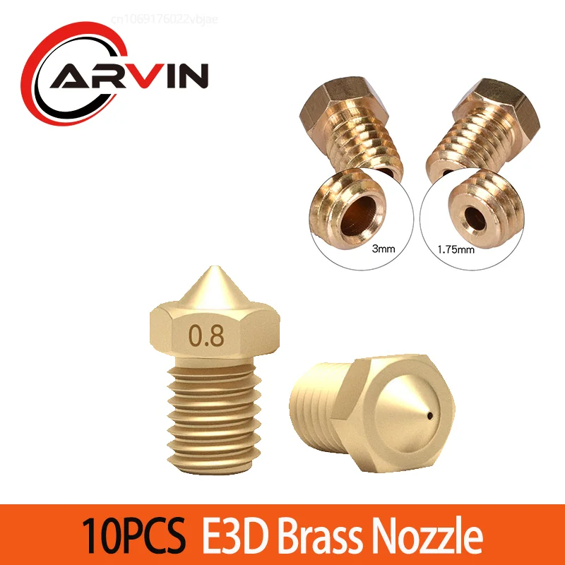 

10PCS 3D Printer Parts E3D Brass Nozzle V5 V6 M6 Threaded 0.2 0.3 0.4 0.5 0.6 0.8 1.0mm For 3.0 1.75mm Filament Hotend Extruder