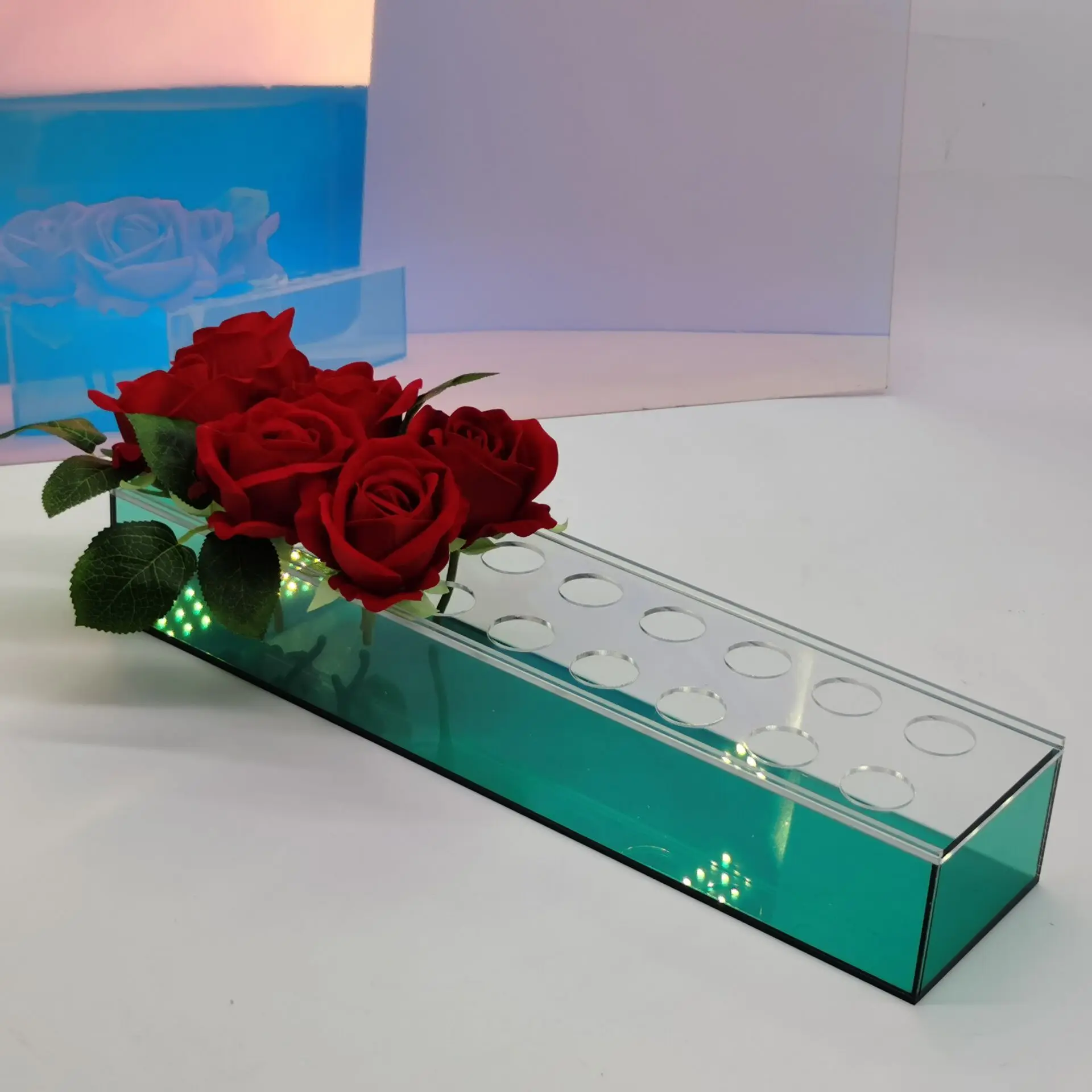 Acrylic Clear Rectangular Vase With Lid Wedding Dinner Table Flower Arrangement Hydroponic Desktop Home Art Glass Decoration DIY images - 6