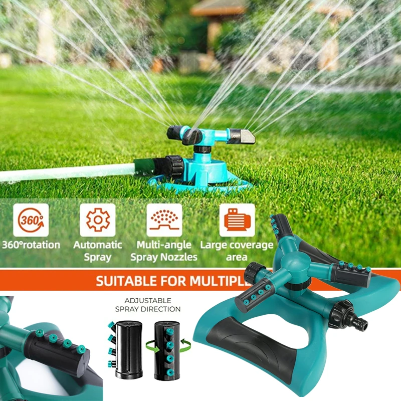 Automatic Garden Watering Lawn Sprinklers 360 Rotating Degree Grass Plants Irrigation System with Nozzle for Home Yard Lawn