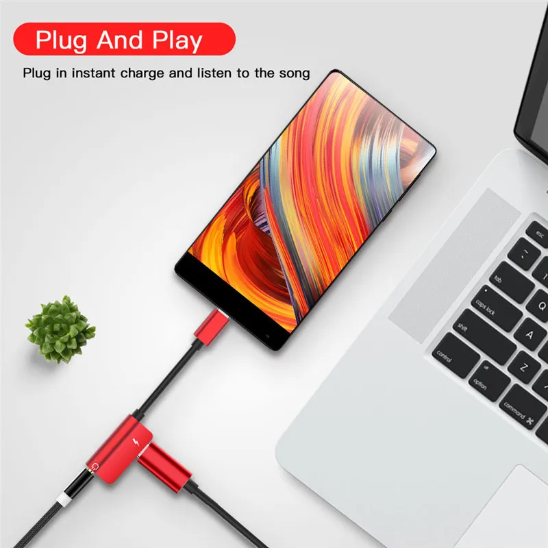 

2/4/6PCS USB Type C To 3.5mm Jack OTG Adapter Headphone Audio Aux Charger Splitter Cable For Samsung Redmi Huawei