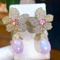 missvikki %d1%81%d0%b5%d1%80%d1%8c%d0%b3%d0%b8 gorgeous shiny cz sweet pearl drop earrings full cubic zirconia for women wedding trendy earrings bijoux