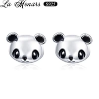 la menars animal earings studs cute panda stud earrings for women sterling silver fine jewelry holiday gift