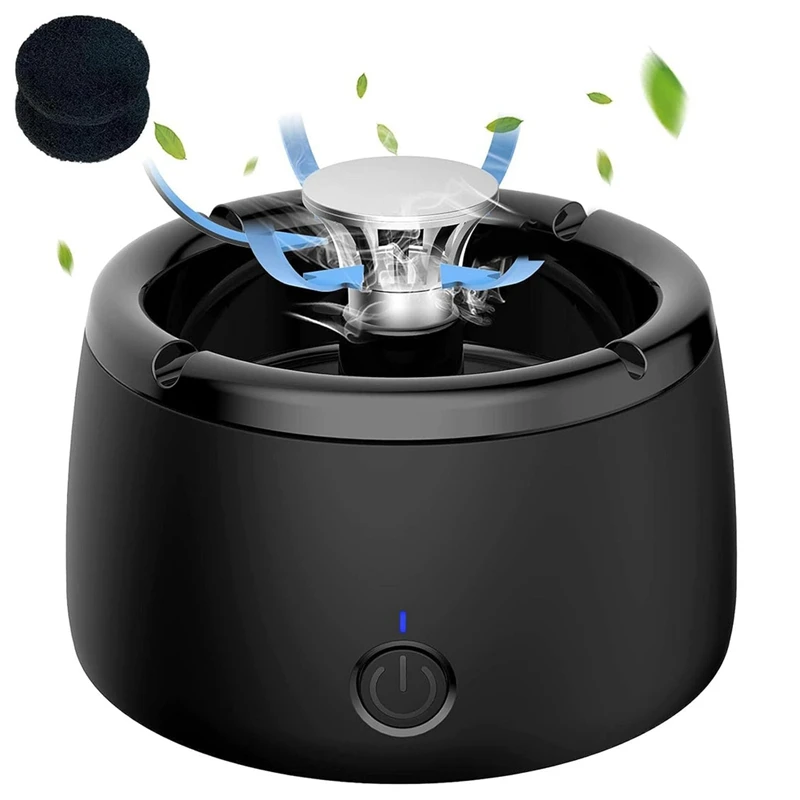 

Бесдымная пепельница для дома, черная, ABS + смола, перезаряжаемая пепельница для курильщиков, для машины, для дома, улицы, для дома и офиса