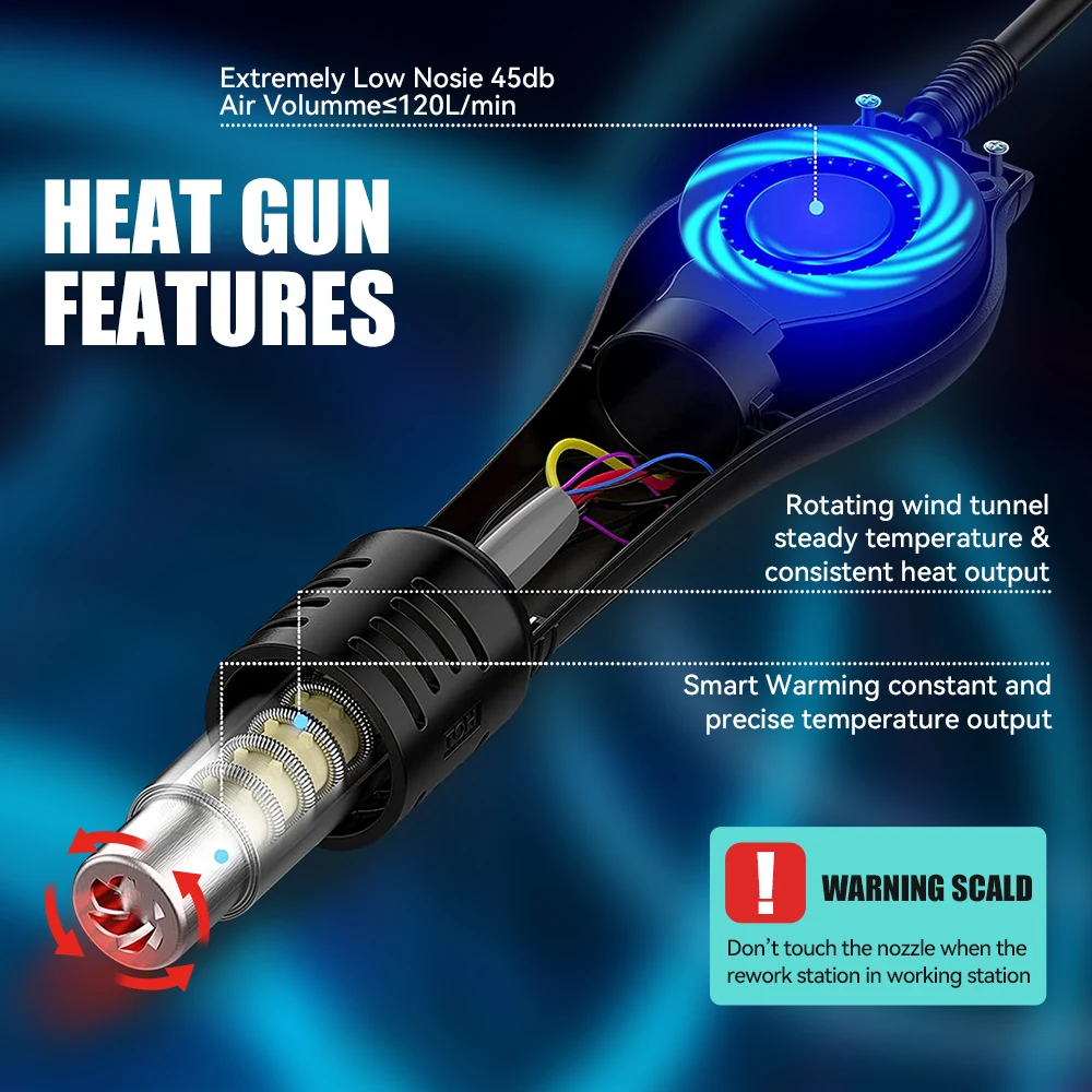 Паяльная станция Silverflo 8586D 2 в 1 паяльная с термофеном и цифровыми дисплеями