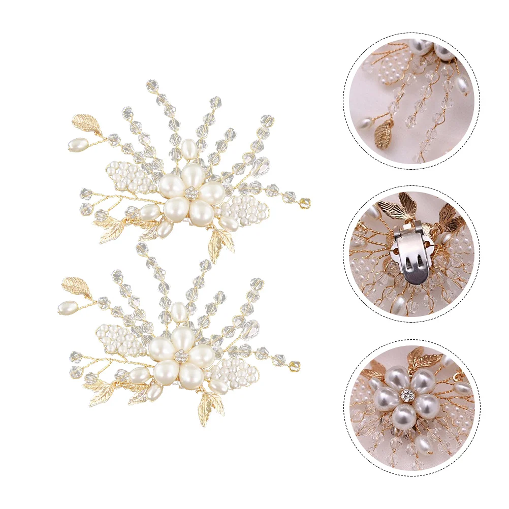 

Shoe Buckle Flower Wedding Buckles Decoration Crystals Imitation Pearl Ornament Bridal Accessories Adornment Clip Bride