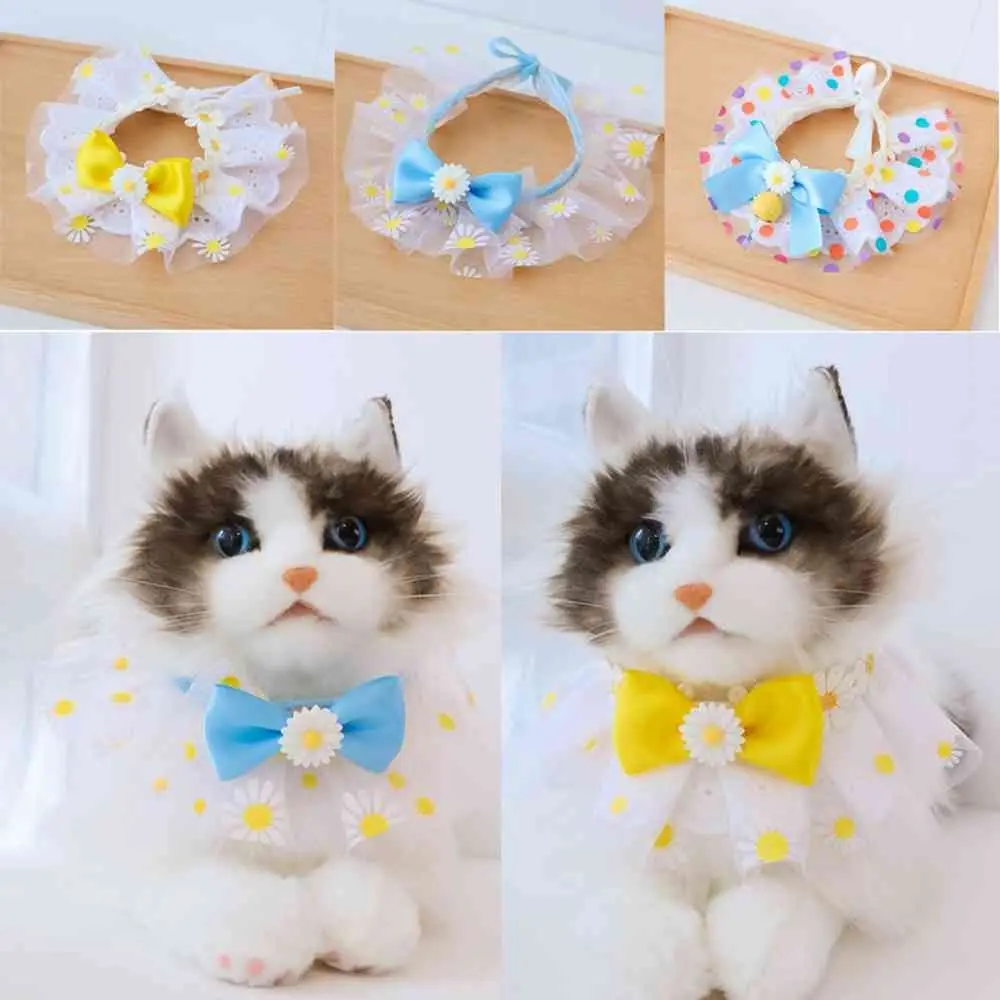 

Fashion Cat Necklace Neck Strap Dog saliva towel Pet Collar Dog Neckerchief Puppy String Bib Lace Mesh Bowknot