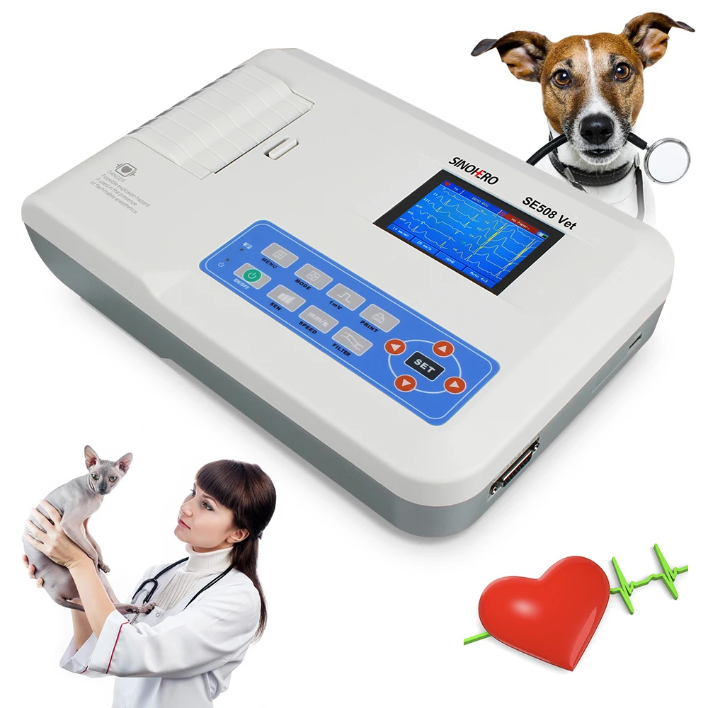 

SINOHERO горячая Распродажа медицинская ветеринарная электрокардиограмма, 12 выводов, 3-канальная ветеринарная портативная машина для ЭКГ, ЭКГ, кардиограф