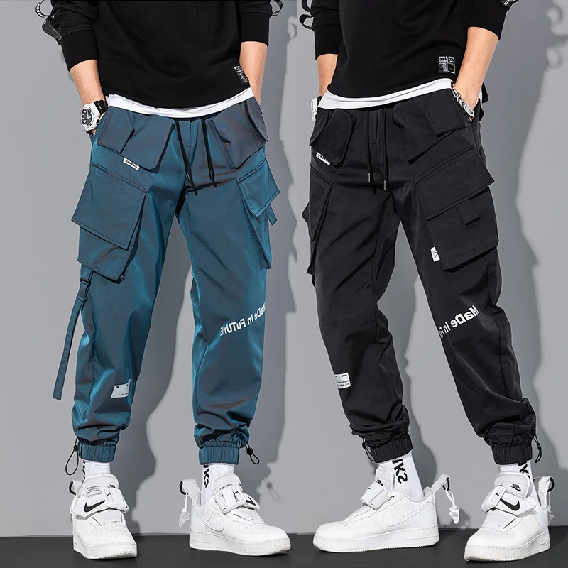 

Korean Homme Black Cargo Men Trousers Pantalon Male Harem Pants Loose Casual Trend Fashion Techwear Pants Reflective Streetwear