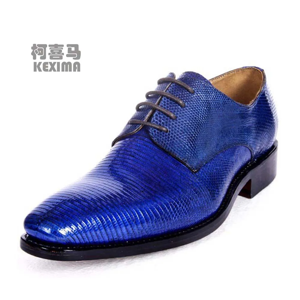 

hulangzhishi new arrival Pure manual blue Lizard skin Men dress shoes men oxfords shoes Men formal shoes leather sole