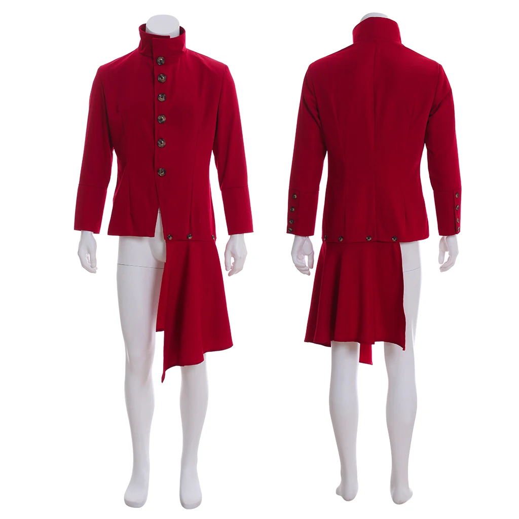 Винтажная красная Асимметричная куртка в стиле стимпанк рубашка свадебный