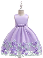 kids little girls dress jacquard solid colored tulle dress party birthday mesh bow blue purple pink above knee short sleeve pri