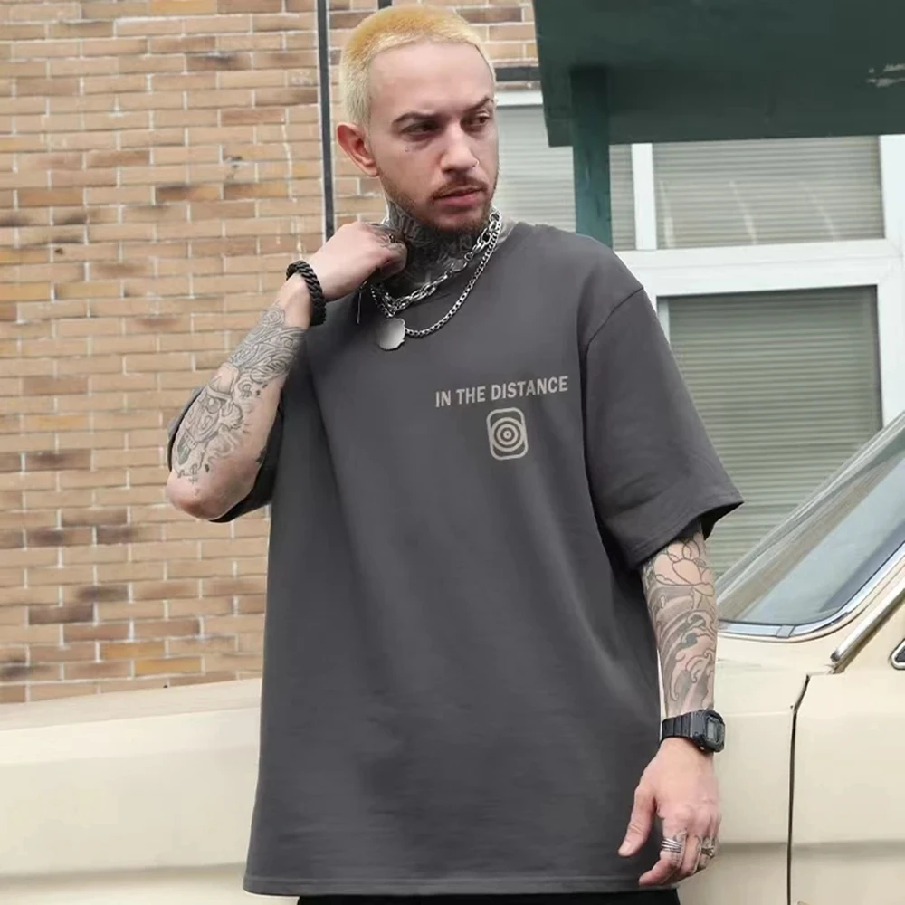 

Cotton Cool Oversized T-shirt Gothic High Street Hip-hop Short Sleeve Y2K Men Summer Harajuku Loose Wing T-shirt Streetwear