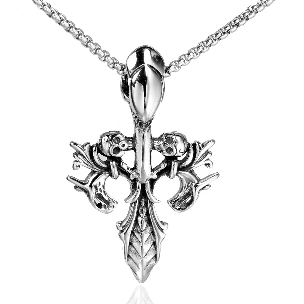

Nordic Viking Retro Cross Sword of Horus Pendant Men's Amulet Titanium Stainless Steel Pendant Necklace Jewelry