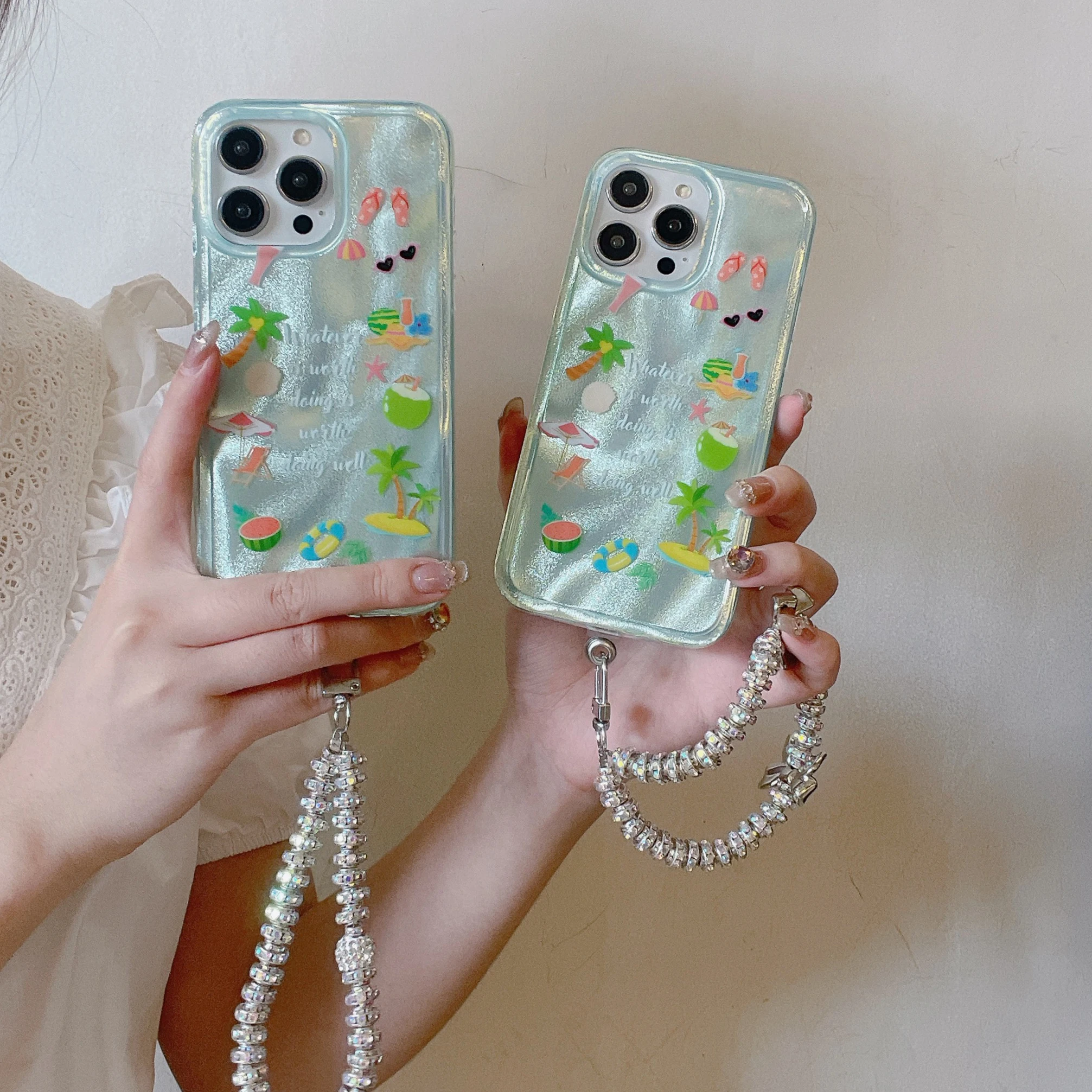 Модный зеленый чехол для телефона с рисунком оловянной фольги iPhone 15 15pro 15promax 14 14pro