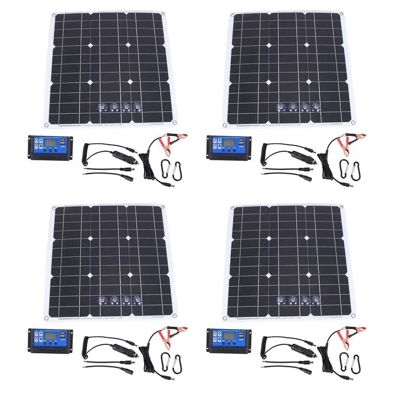 

4X 27 Watt 27W Solar Panel Kit With LCD Solar Controller 12V RV Boat Off Grid