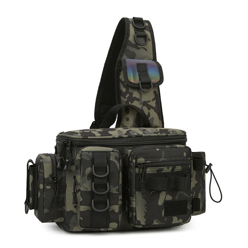 Fishing Tackle Backpack Lure Box Gear Storage Bag Fanny Pack Fly With Rod Holder Sling Shoulder