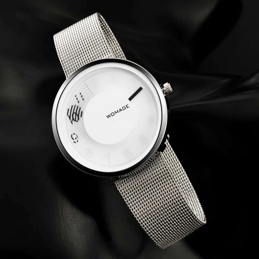 

2023 Fashion Hot Sell Brand Womage Women Man Unsex Mesh Steel Wrist Watch Popular Style Quartz Student Watches Unique Designer