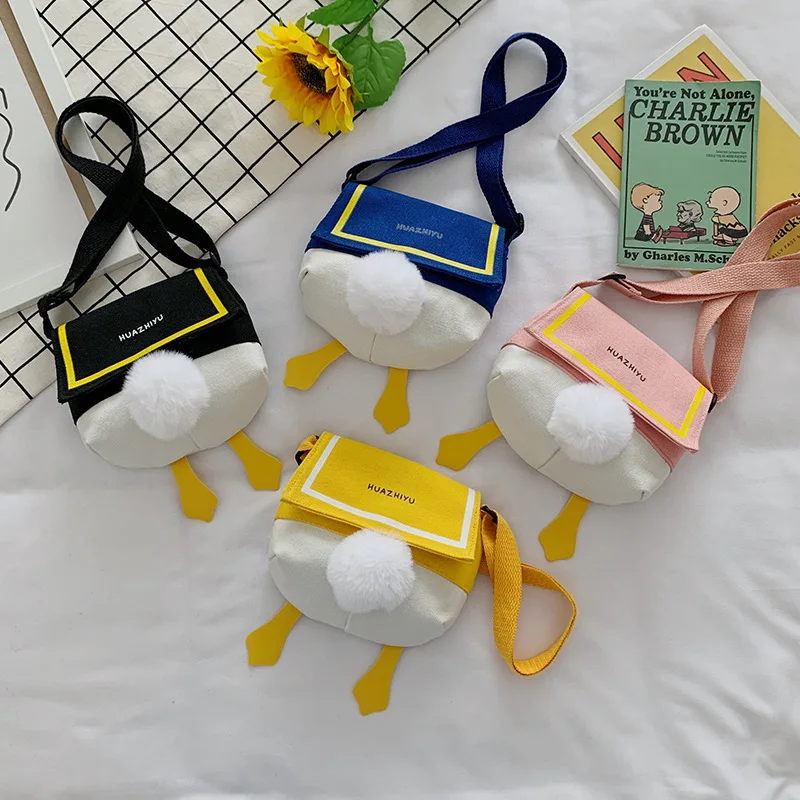 

2022 Fall New Duck Butt Fashion Cute Cartoon Plush Tail Shoulder Crossbody Canvas Bag