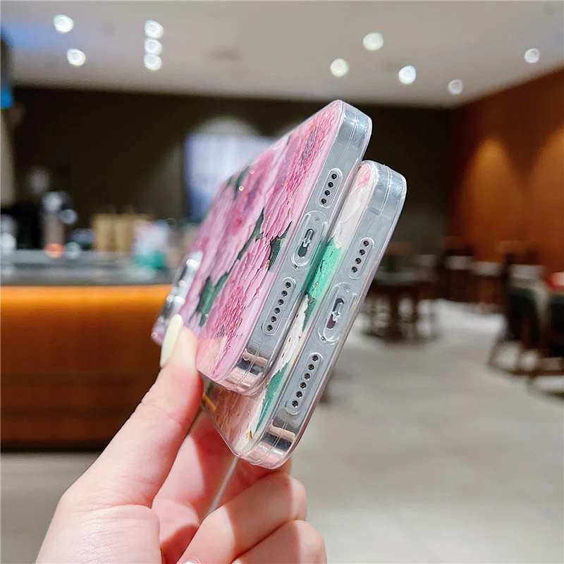 Чехол в винтажном стиле с цветочным рисунком зернистая Золотая фольга подходит