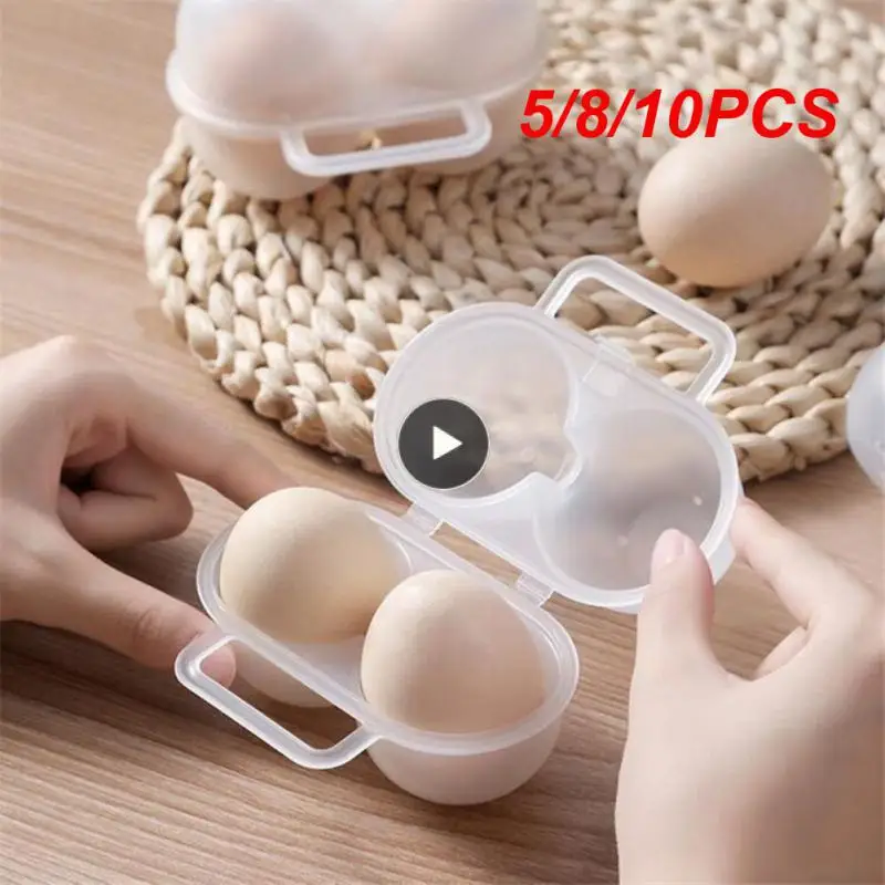 

5/8/10PCS 2 Grids Box Mini Egg Holders Plastic Egg Dispenser Holders Kitchen Organizer Newest For Case With Fixed Handle Durable