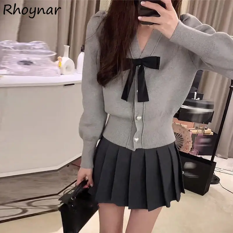 

Sweet Cardigan Women Bow Preppy Tender Holiday Dating Leisure Knitting Sweaters Spring New Loose Simple Ulzzang Students Female