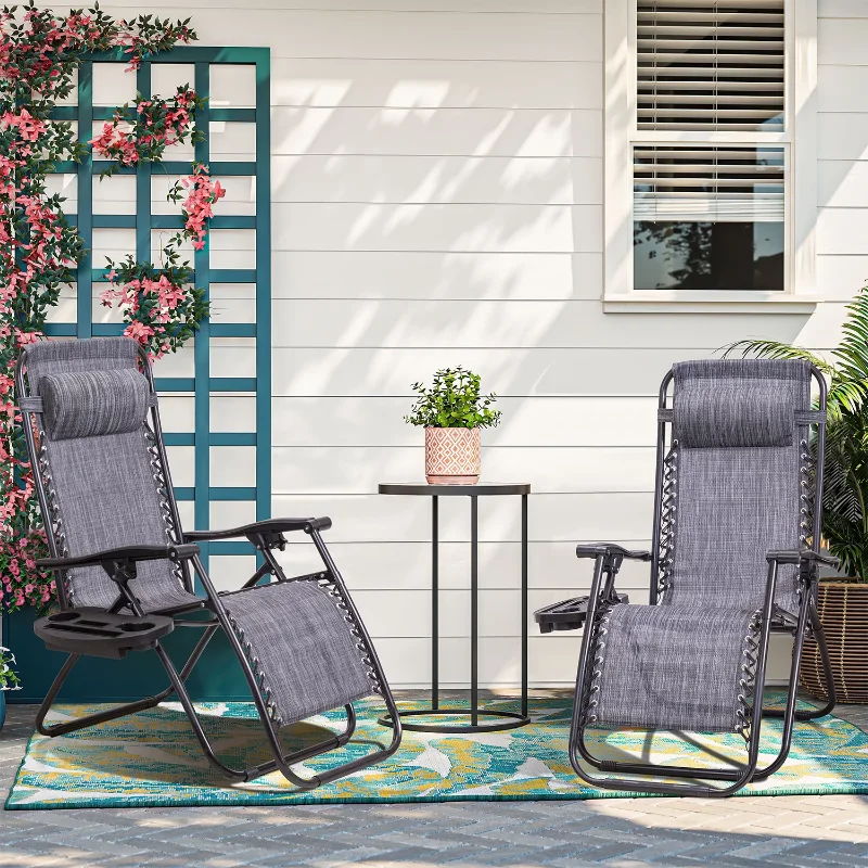 

Zero Gravity Chair Camp Reclining Lounge Chairs Outdoor Lounge Patio Chair with Adjustable Pillow 2 Pack (Double Gray)