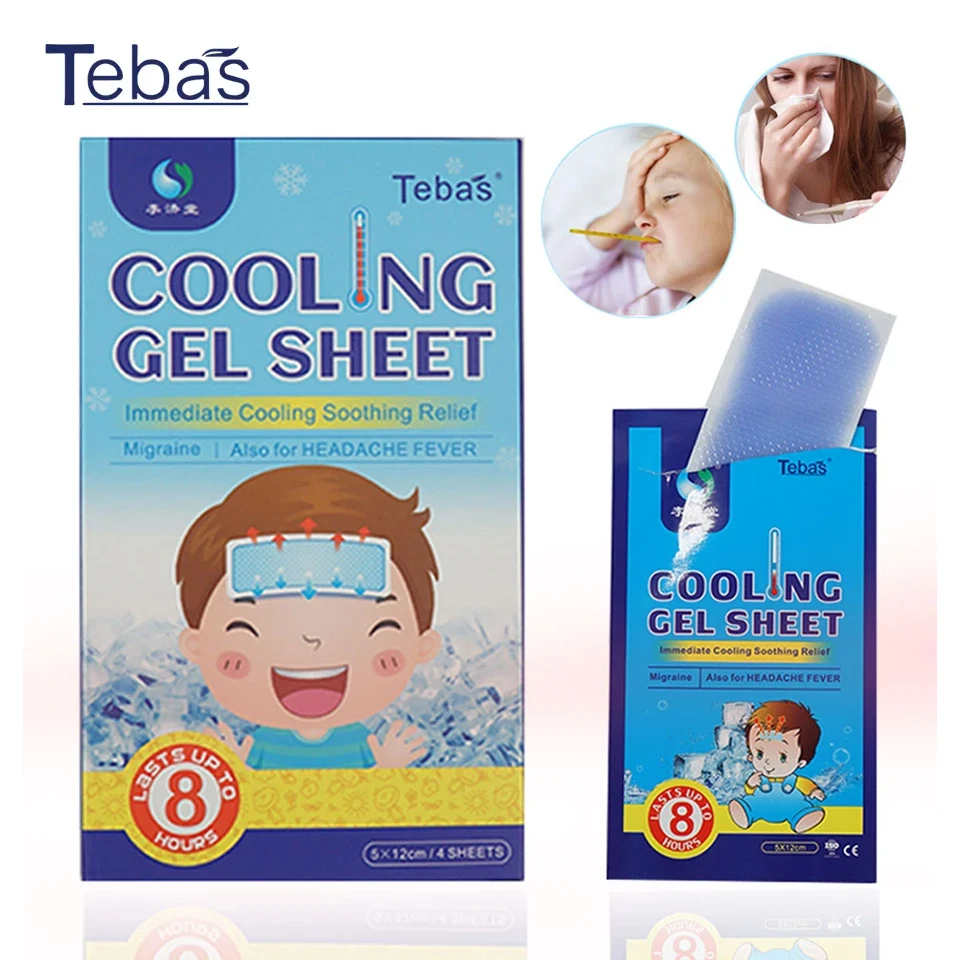 

Tebas охлаждающие Пластыри для лихорадки, дискомфорт и облегчение боли, охлаждающий редуктор для облегчения лихорадки для детей, взрослых, охлаждающая наклейка