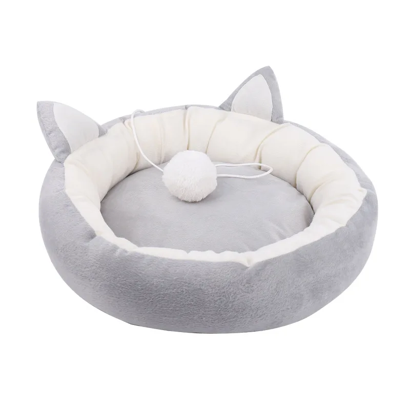 

Pet cat bed Ears Nest Soft Warm Washable Round dog Cat Cushion Home Mat Cat Beds Sleeping House Pet Supplies Products