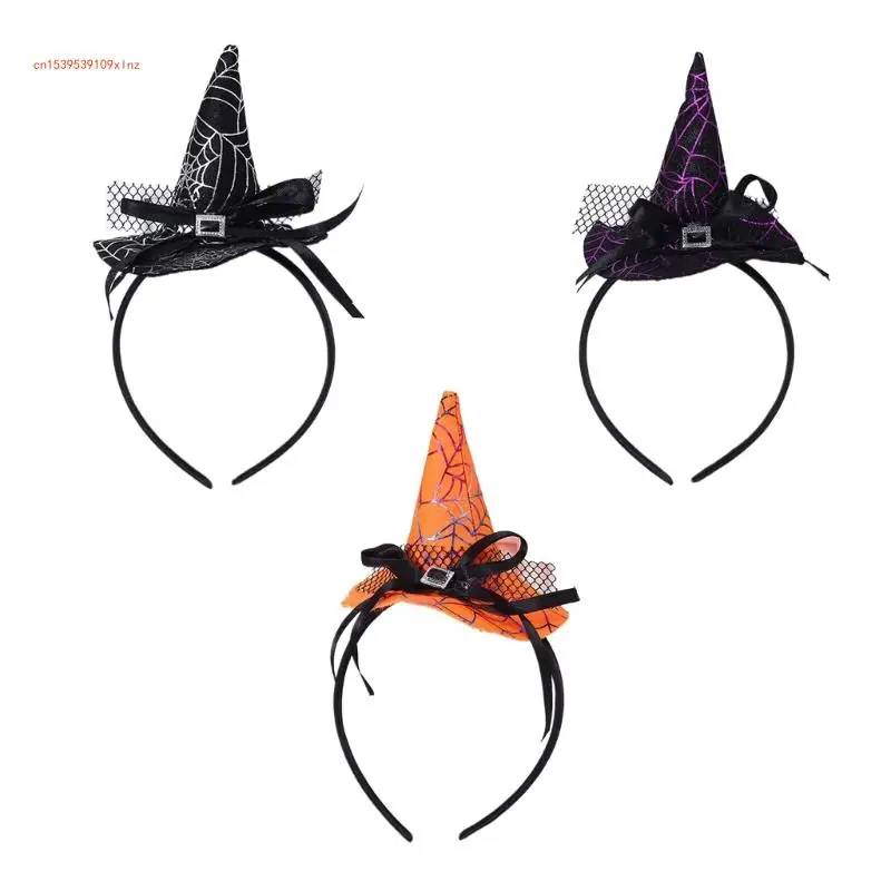 

Party Wizard Hairband Halloween Cosplay Headband Witch Hat Hairhoop Adult Teens Holiday Family Gathering Head Accessory