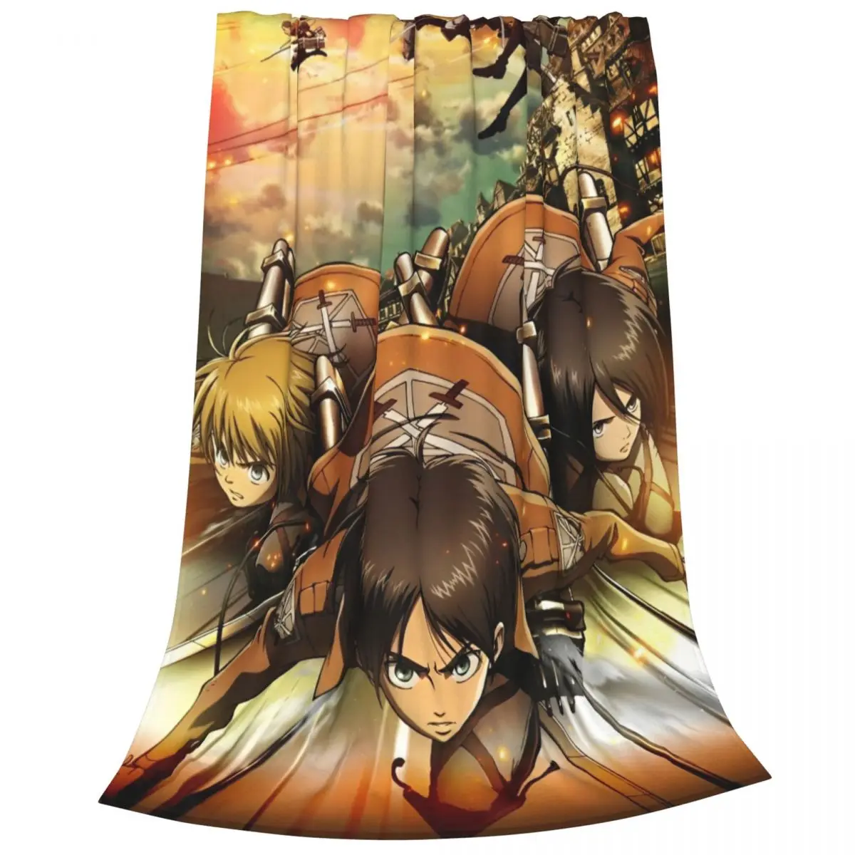 Одеяло в стиле аниме Атака Титанов флисовое одеяло пост-апокалиптическое супер