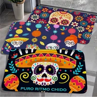 cartoon mexico flower skull floor carpet cheaper anti slip modern living room balcony printed welcome doormat