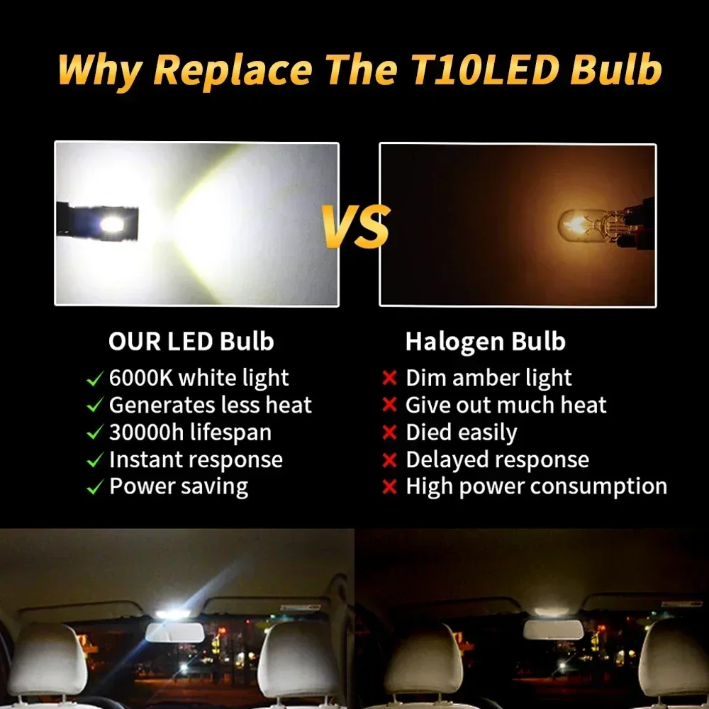 10 шт. T10 W5W светодиодная лампа Canbus 12 В 5630 6SMD 6000 К супер яркий белый салон автомобиля