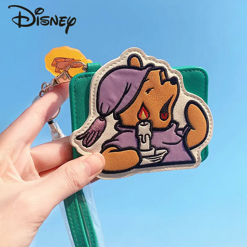 Disney Bear Pooh Punner's New Card Bag Luxury Brand Fashion Women's Card Pinch Cartoon Cute Embroidery 3D Children's Card Bag