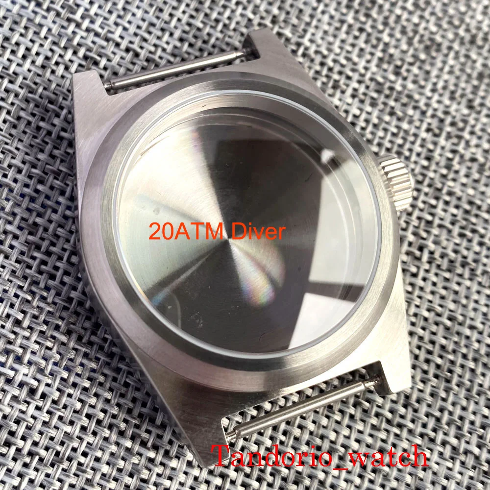 

20ATM Diving Tandorio 38mm Brushed Watch Case AR Domed Sapphire Glass Fit NH34 NH35A NH36A PT5000 ST2130 ETA2824 Auto Movement