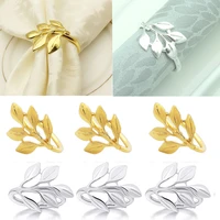 3pcs fall leaves napkin rings gold silver napkin buckle metal napkin holder wedding gifts baptismal shower party table decor
