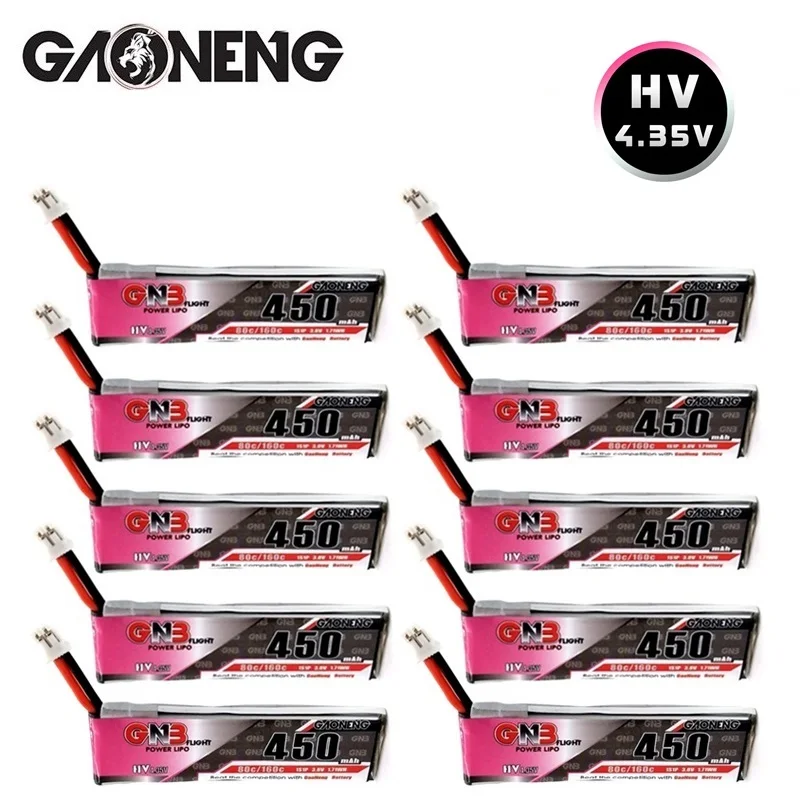 GNB 1S 3,8 V HV 4,35 V 450mAh LiPo батарея 80C/160C с разъемом PH2.0 для RC FPV дрона M80S Tiny7 Beta75S Emax Tinyhawk Snapper7