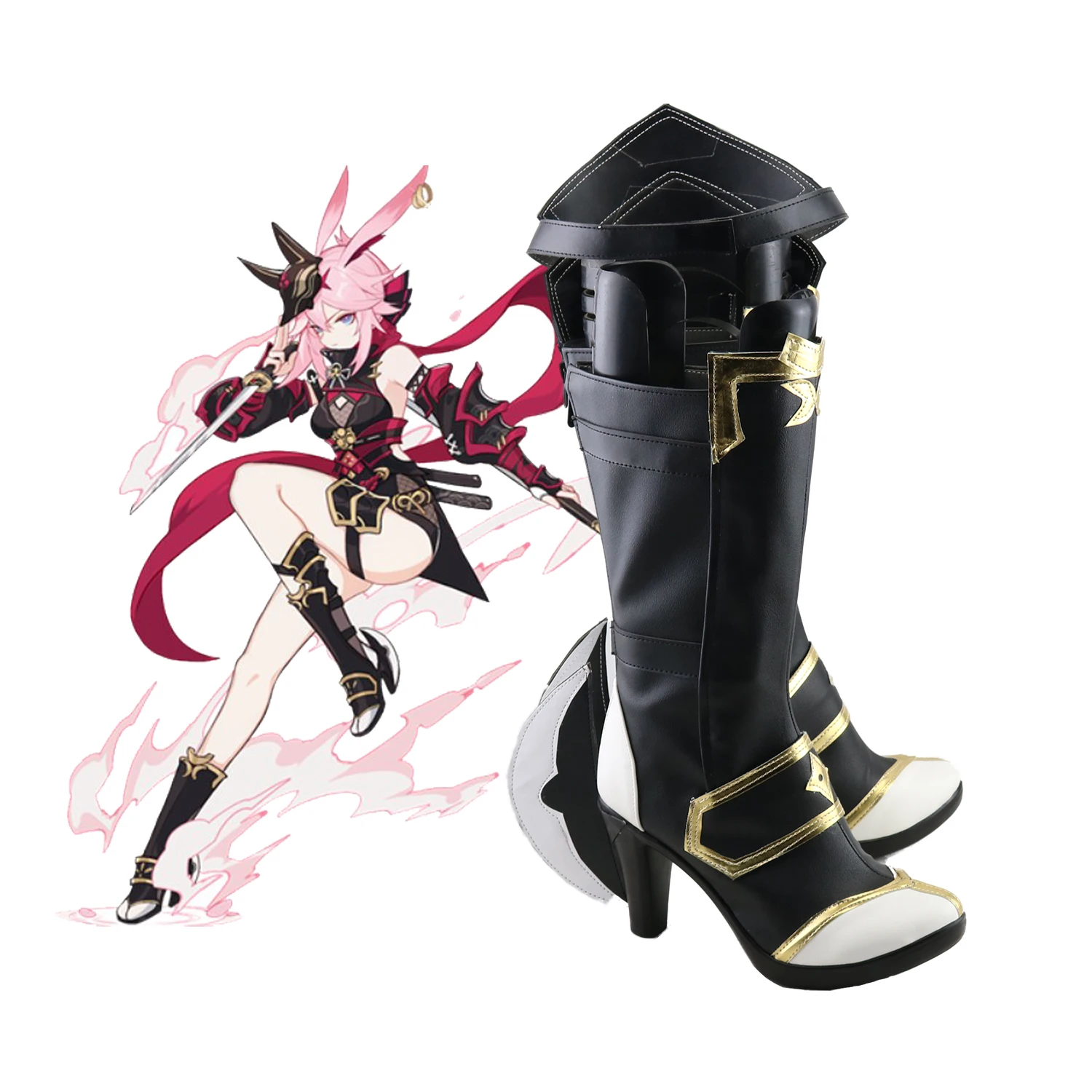 Игра Honkai Impact 3 Yae Sakura Cosplay Shoes из искусственной кожи Хэллоуин Карнавальная обувь Prop
