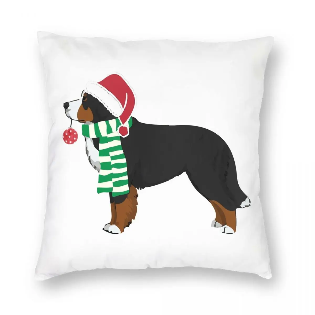 

Bernese feriado natal cão fronha poliéster veludo padrão zip decoração travesseiro capa de almofada do carro 45x45 cm