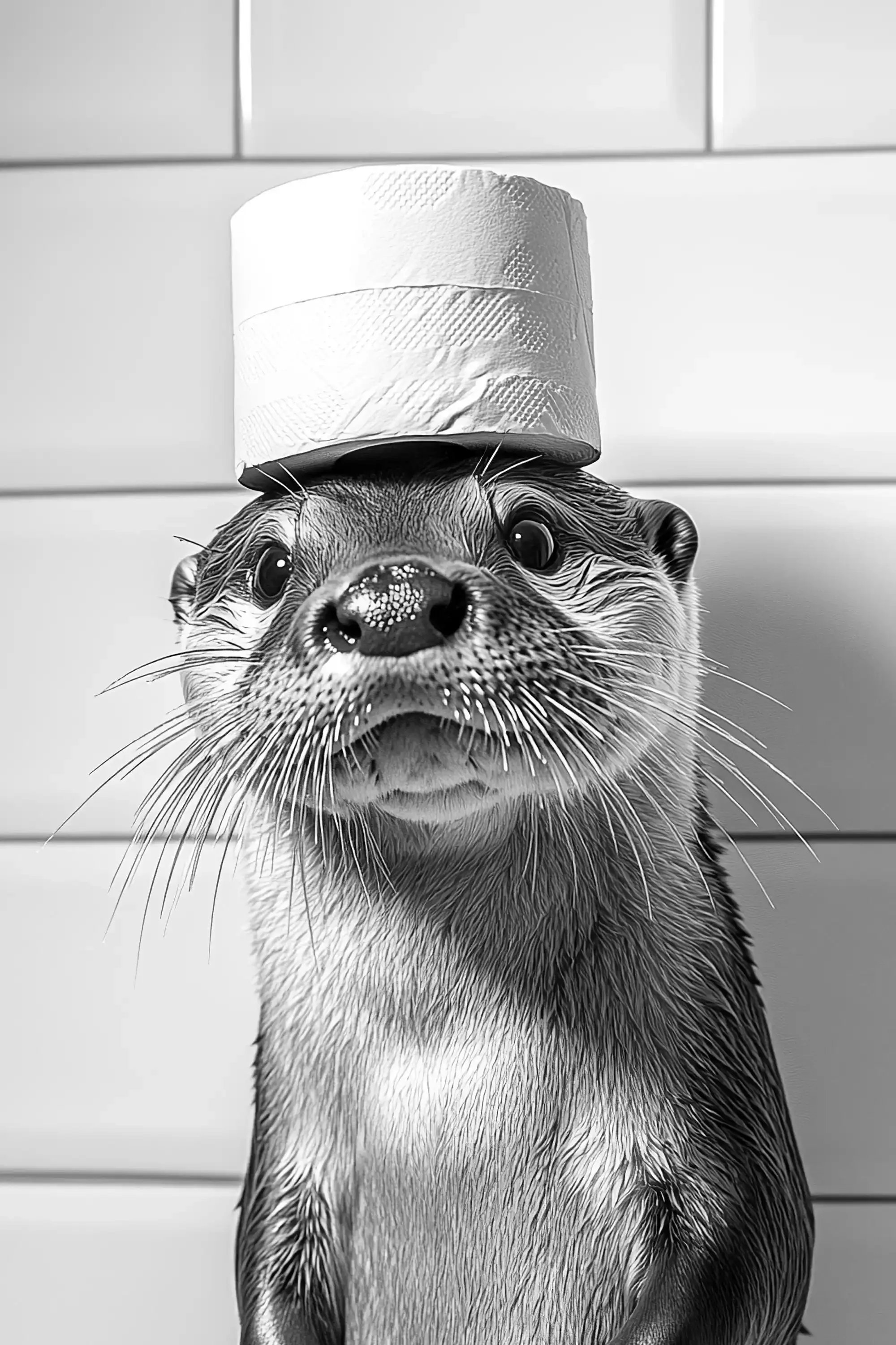 Черно-белый постер с животными на холсте