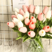 34cm 5pcs tulip artificial flower real touch pu fake flower for christmas wedding party decoration small decorative flower craft