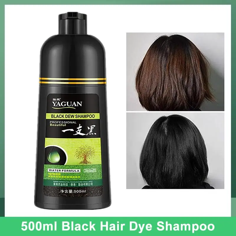 

500ml Black Hair Dye Shampoo For Men And Women Herbal Long Lasting Color Shampoo For Gray Hair Hair Coloring Shampoo In Minutes