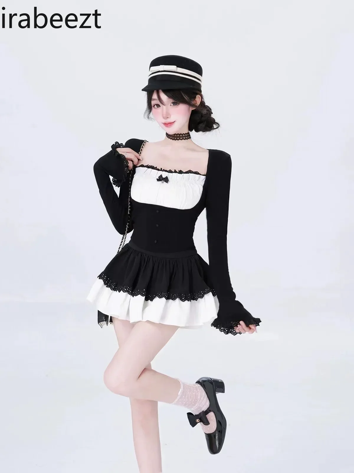 Осенняя тонкая Длинная женская юбка-топ со стильным дизайном облегающая